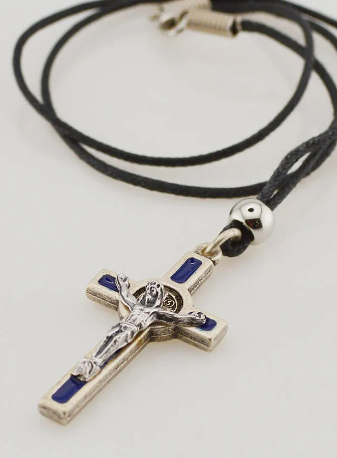 Religious Necklace Saint Benedict's Cross - Blue (pic 3)