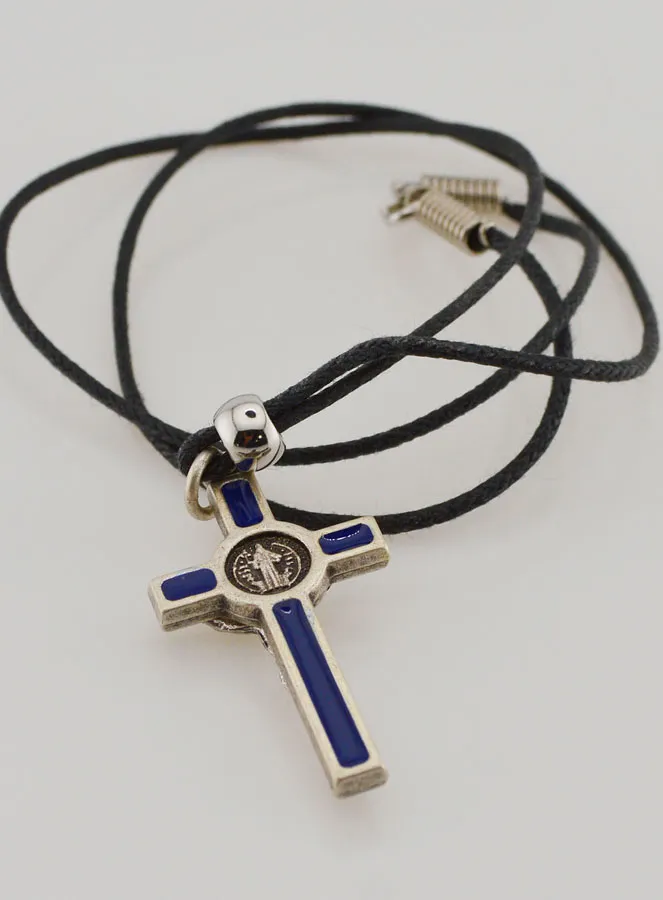 Religious Necklace Saint Benedict's Cross - Blue (pic 4)