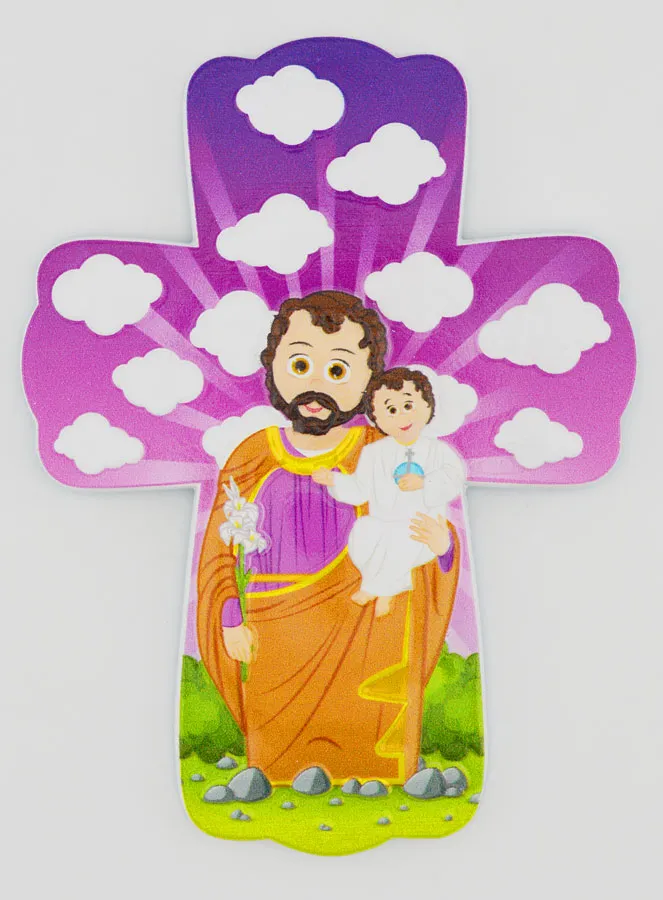 Child's Cross to Hang - Saint Joseph with Lily (pic 1)