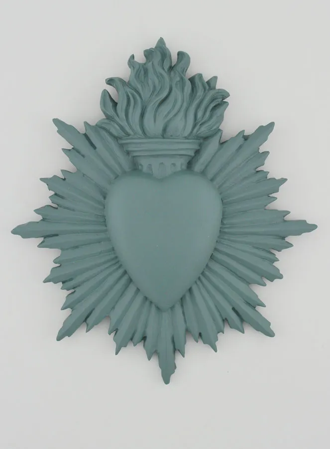 Ex Voto Wall Decoration Radiant Heart 17cm - Green Grey (pic 1)