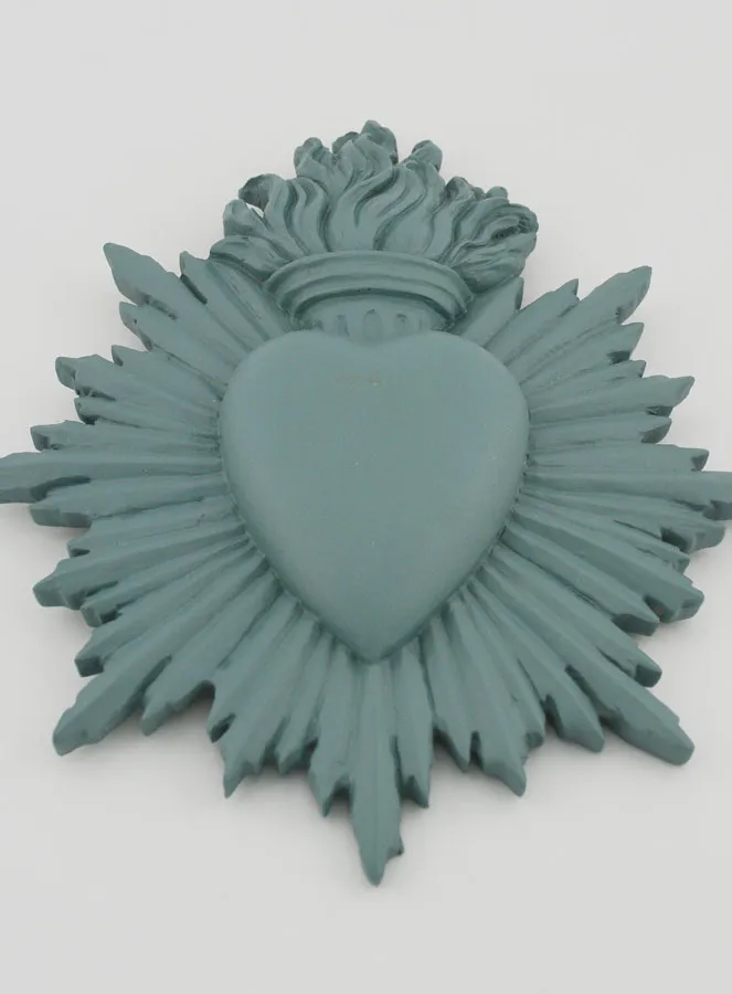 Ex Voto Wall Decoration Radiant Heart 17cm - Green Grey (pic 2)