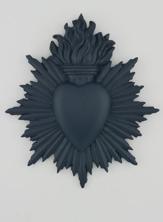 Ex Voto Wall Decoration Radiant Heart 17cm - Blue Grey (pic 1)