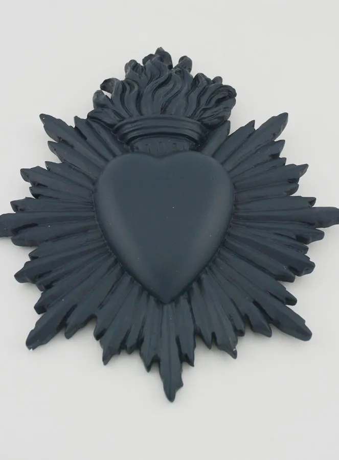Ex Voto Wall Decoration Radiant Heart 17cm - Blue Grey (pic 2)