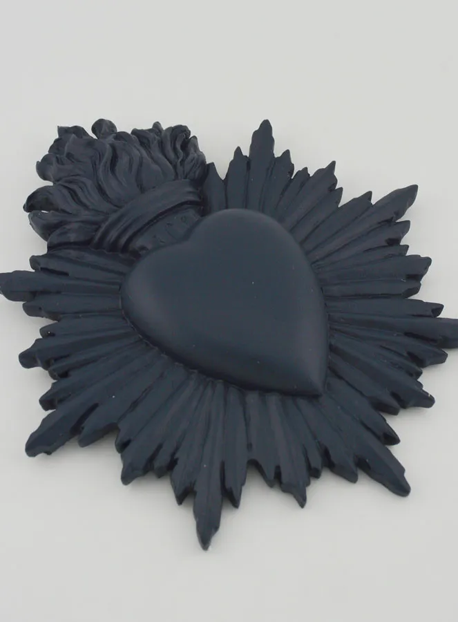 Ex Voto Wall Decoration Radiant Heart 17cm - Blue Grey (pic 3)