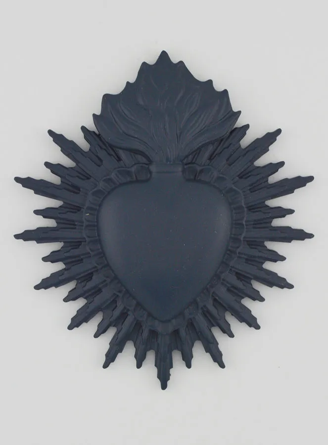 Ex Voto Wall Decoration Radiant Heart 11cm - Blue Grey (pic 1)