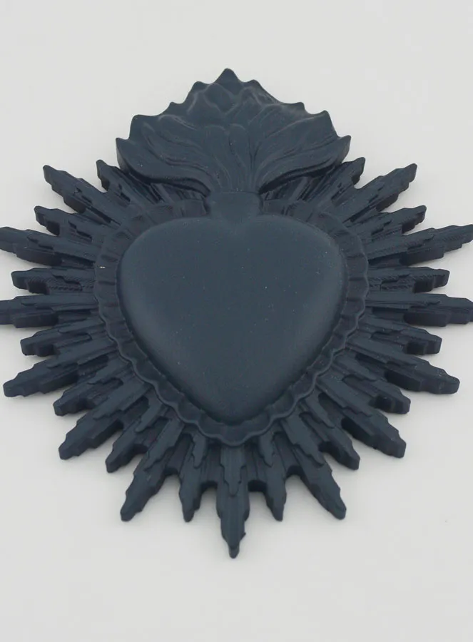 Ex Voto Wall Decoration Radiant Heart 11cm - Blue Grey (pic 2)