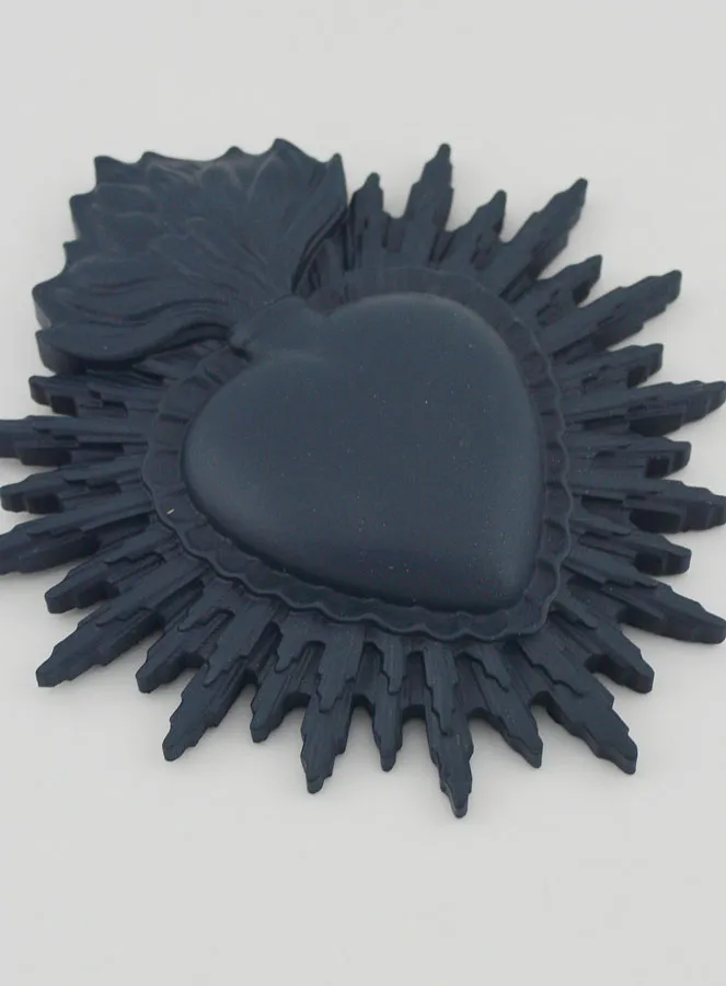 Ex Voto Wall Decoration Radiant Heart 11cm - Blue Grey (pic 3)