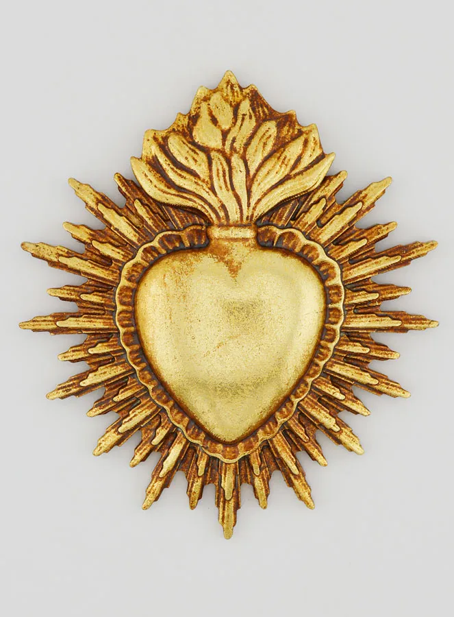 Ex Voto Wall Decoration Radiant Heart 11cm - Gold (pic 1)