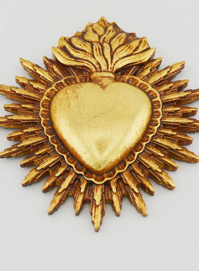 Ex Voto Wall Decoration Radiant Heart 11cm - Gold (pic 2)