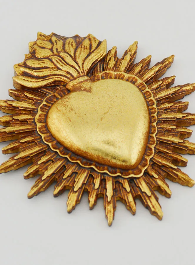 Ex Voto Wall Decoration Radiant Heart 11cm - Gold (pic 3)