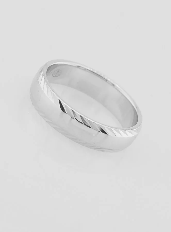 Wedding Ring in Solid Silver with a Polished Pattern - Size 56 (pic 2)