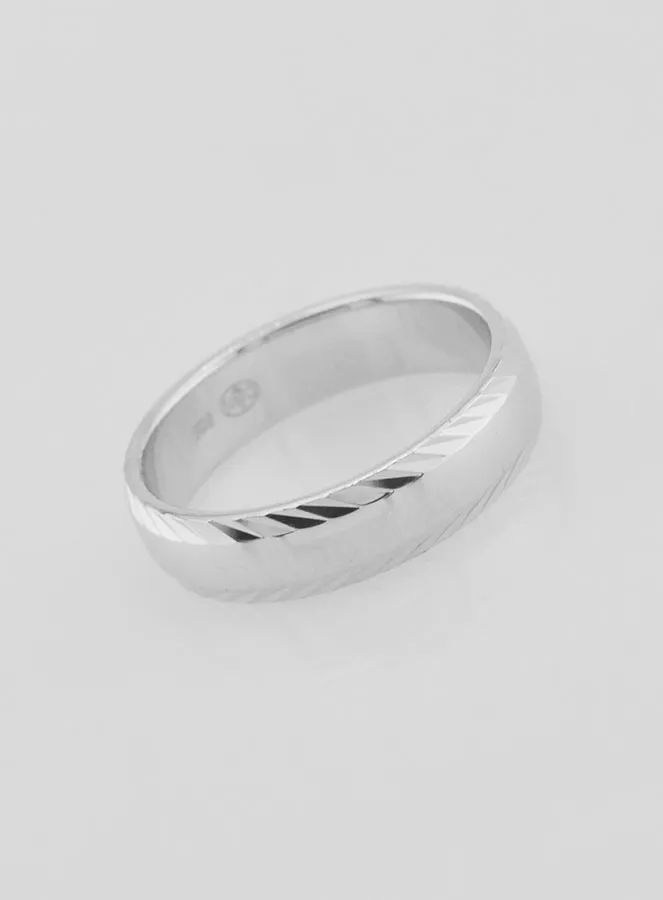 Wedding Ring in Solid Silver with a Polished Pattern - Size 56 (pic 3)
