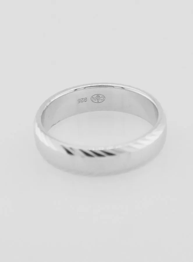 Wedding Ring in Solid Silver with a Polished Pattern - Size 56 (pic 4)