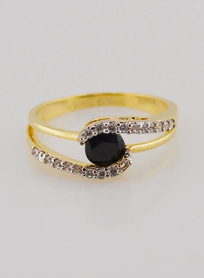 Gold-plated Ring Sapphire and Zirconia - Size 54 (pic 1)