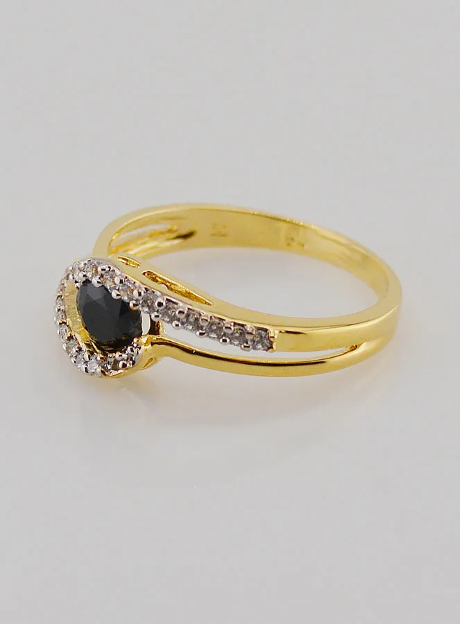Gold-plated Ring Sapphire and Zirconia - Size 54 (pic 2)