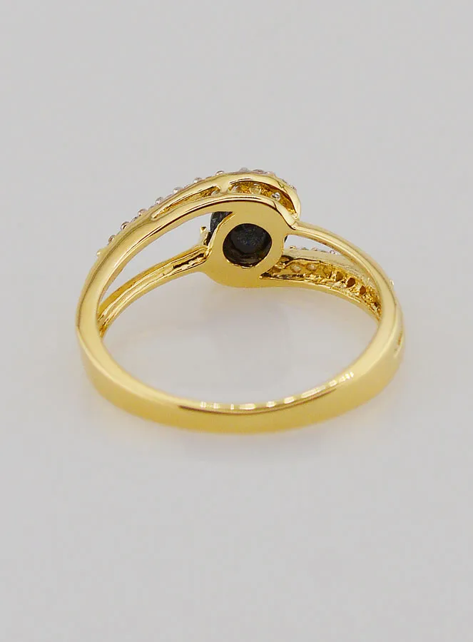 Gold-plated Ring Sapphire and Zirconia - Size 54 (pic 4)