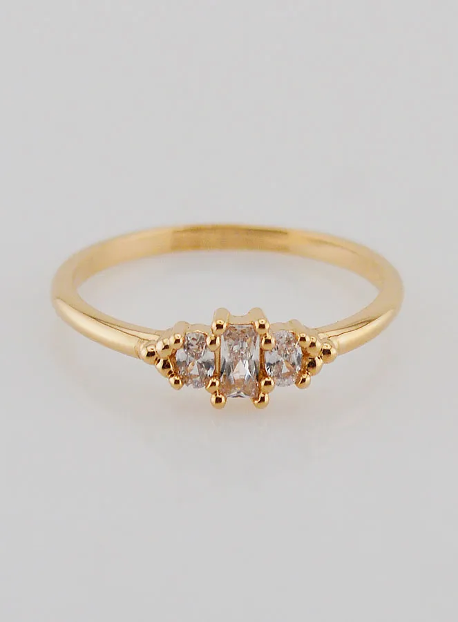 Gold-plated Trinity Ring with Zircons - Size 54 (pic 1)