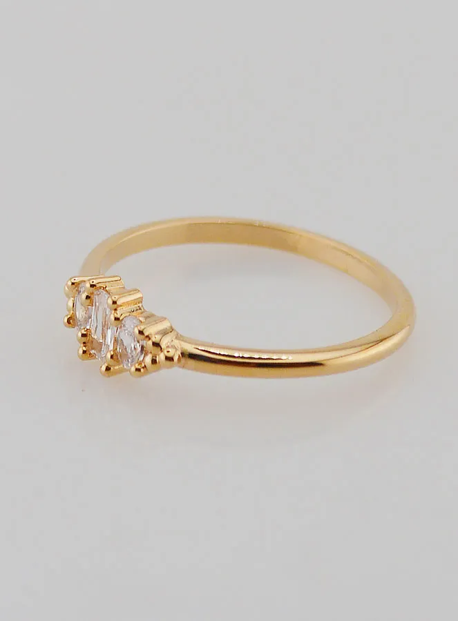 Gold-plated Trinity Ring with Zircons - Size 54 (pic 2)