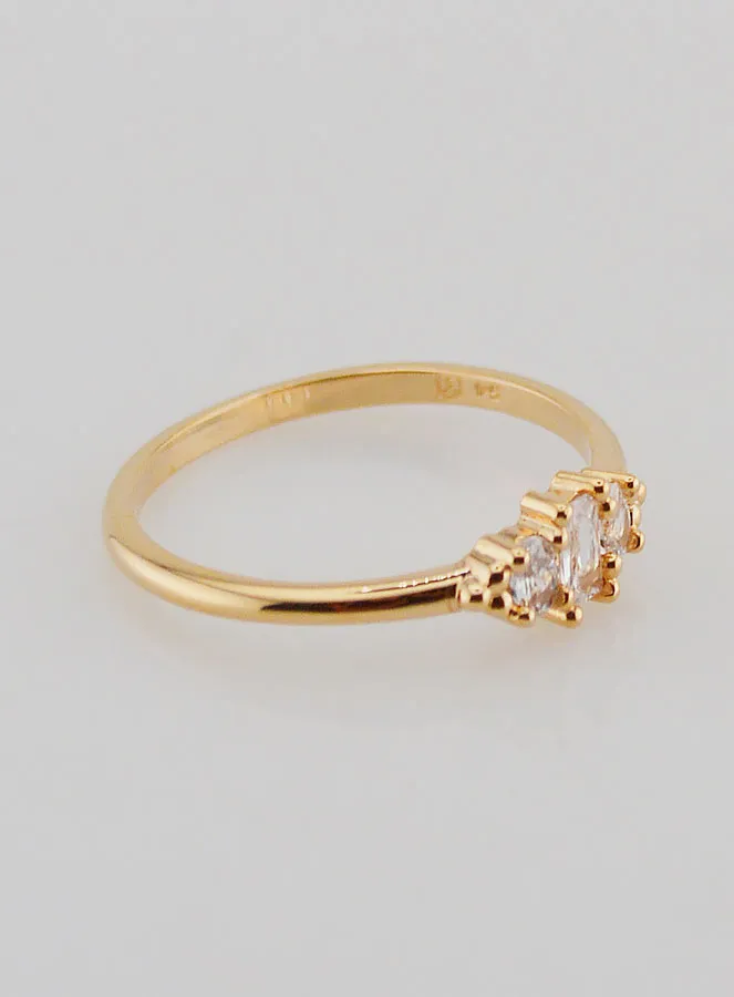 Gold-plated Trinity Ring with Zircons - Size 54 (pic 3)