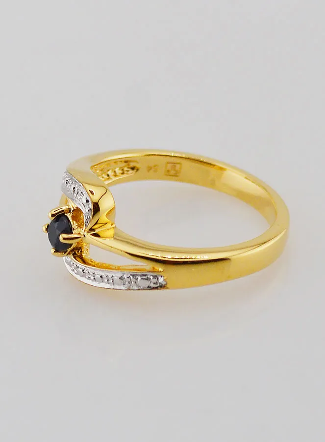 Gold-plated Sapphire and Zircon Ring - Size 54 (pic 2)