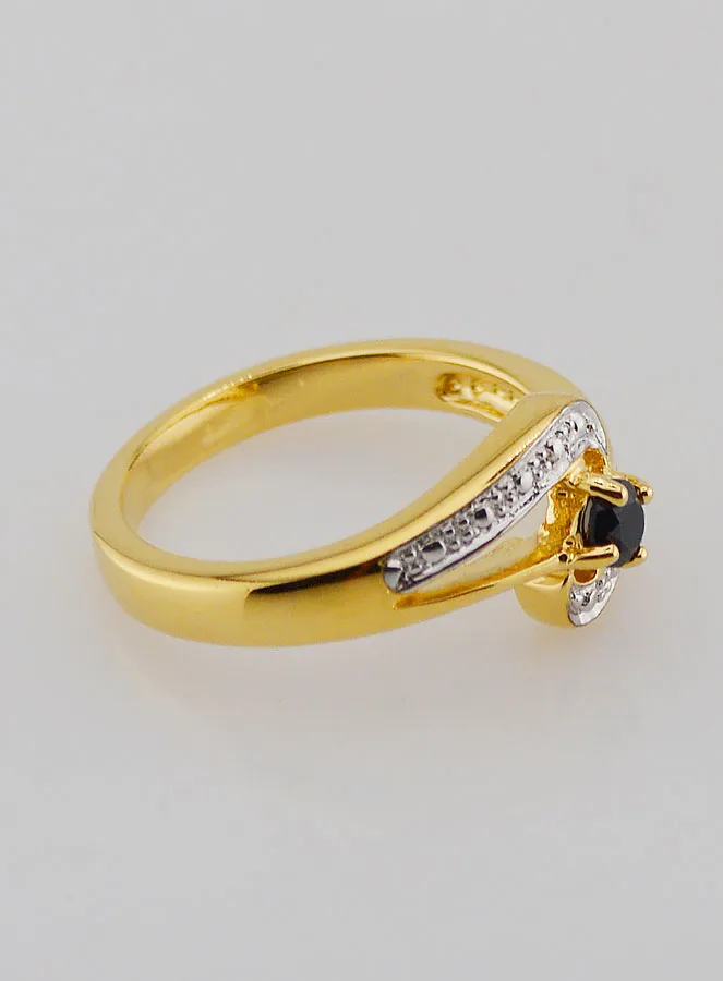 Gold-plated Sapphire and Zircon Ring - Size 54 (pic 3)