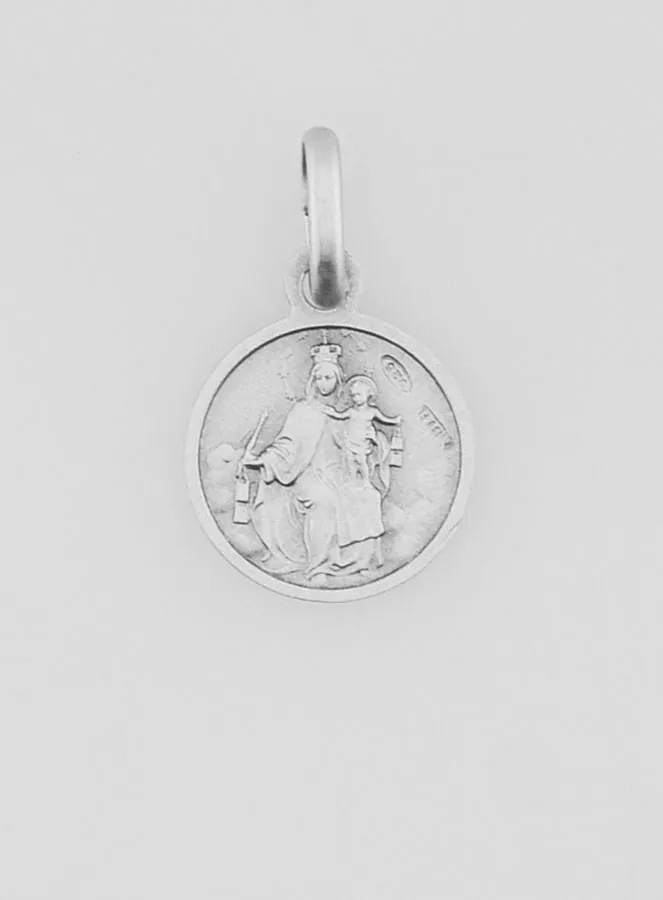 Scapular Medal in Rhodium-Plated 925 Silver - 10 mm (pic 1)