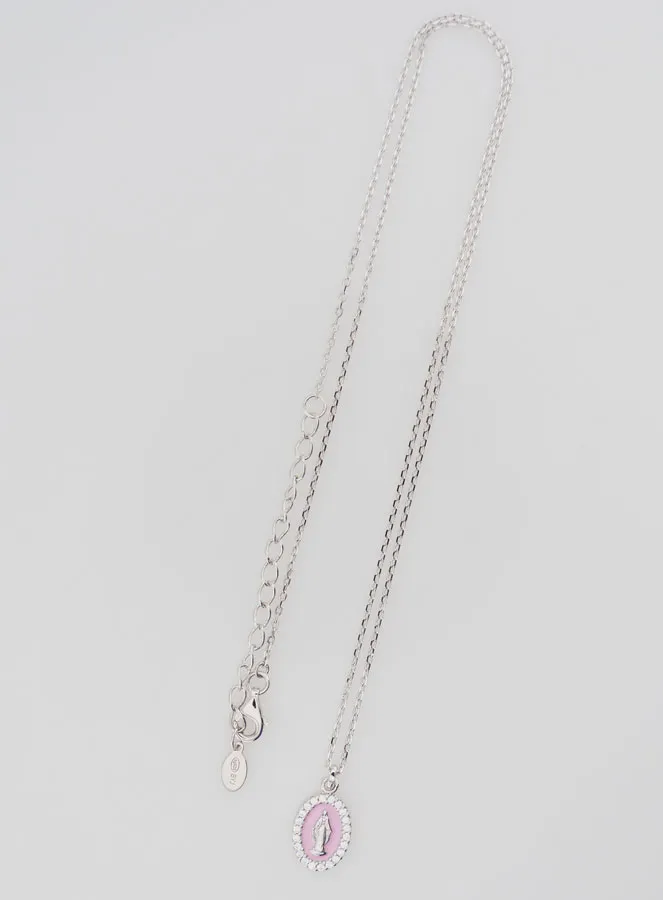 Necklace Miraculous Virgin Silver and Pink Enamel (pic 2)