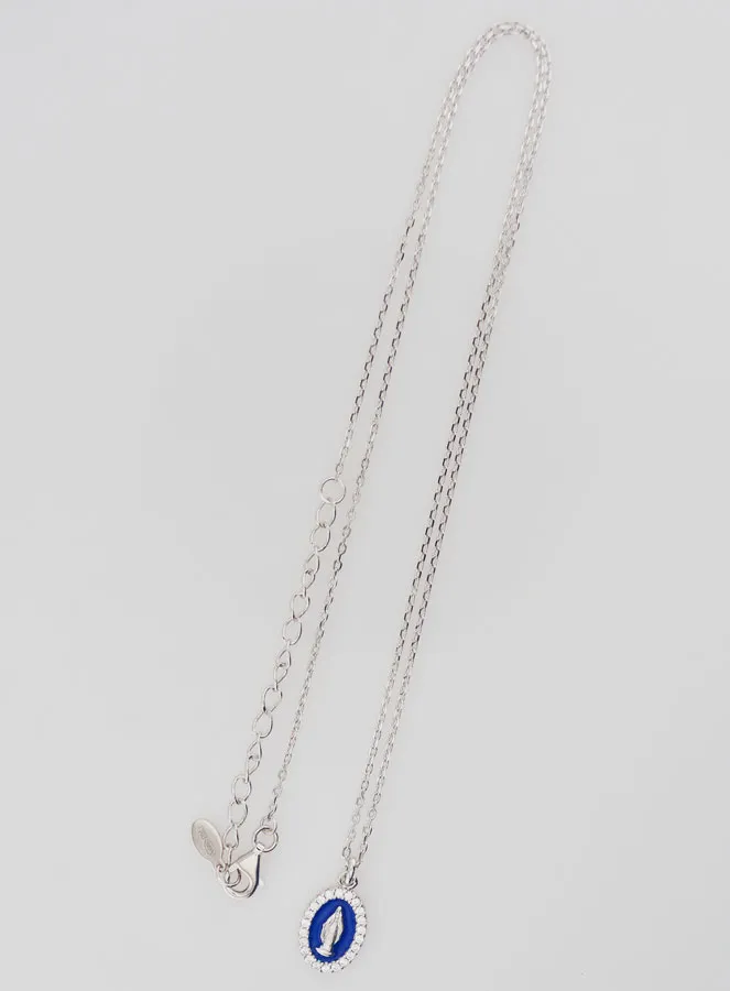 Necklace Miraculous Virgin Silver and Dark Blue Enamel (pic 2)