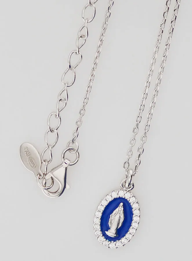 Necklace Miraculous Virgin Silver and Dark Blue Enamel (pic 4)