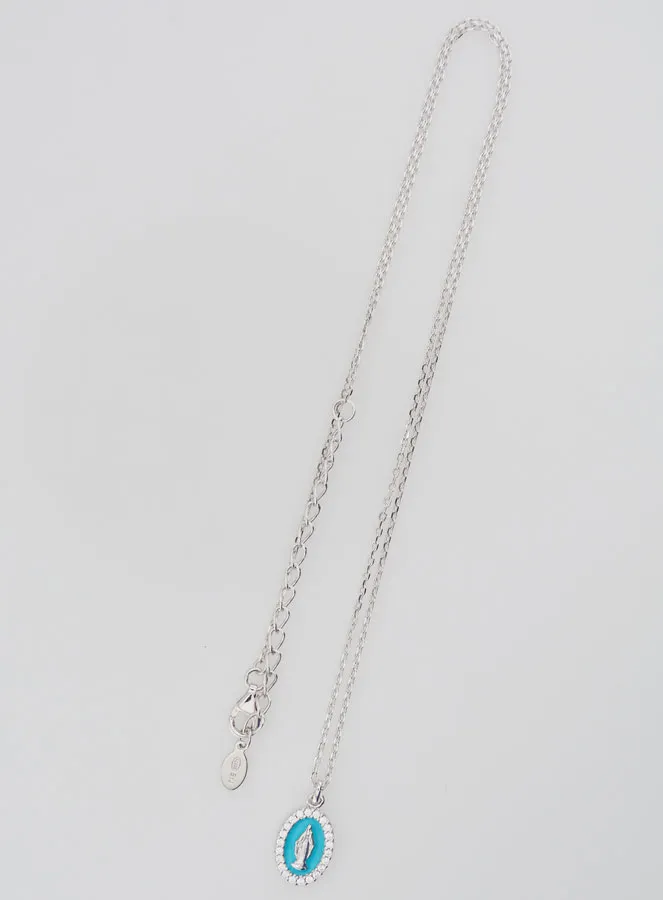 Necklace Miraculous Virgin Silver and Light Blue Enamel (pic 2)