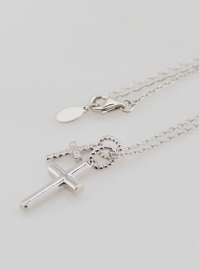 Religious Necklace with Cross Pendants – 925 Silver (pic 1)