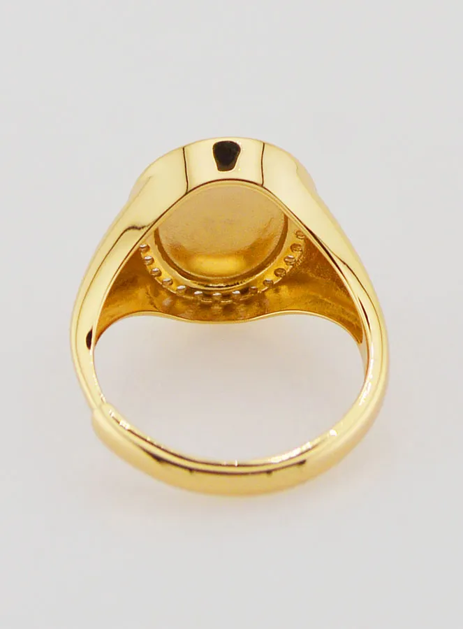 Signet Ring Miraculous Virgin – Gold-Plated Silver and Zirconiums - Sizes 58-62 (pic 4)