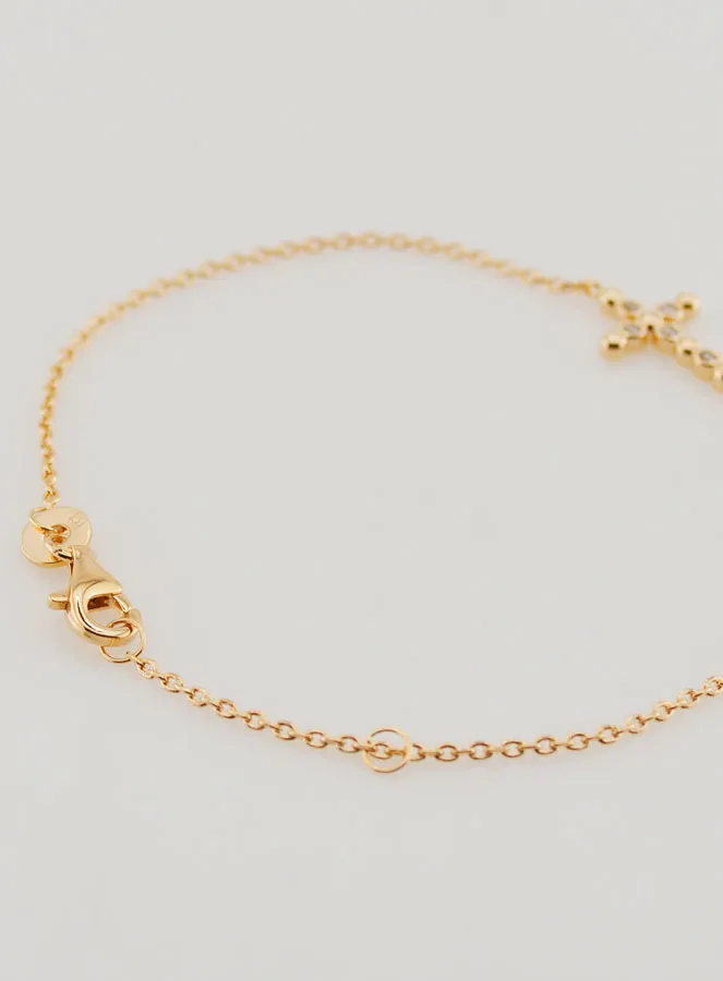 Religious Bracelet Gold-Plated - Round Zircon Cross (pic 3)