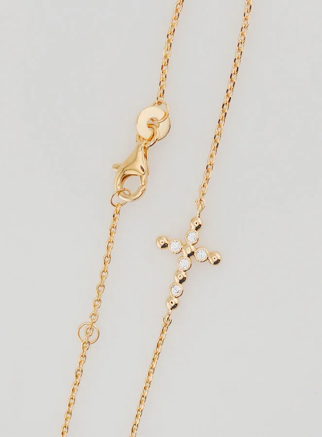 Religious Bracelet Gold-Plated - Round Zircon Cross (pic 4)