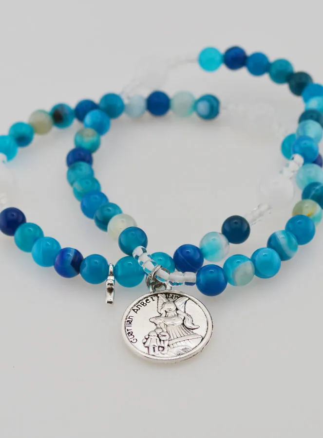 Blue Agate Gemstone Rosary - Saint Michael (pic 2)