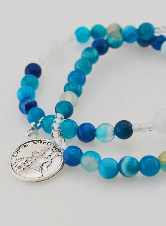 Blue Agate Gemstone Rosary - Saint Michael (pic 3)