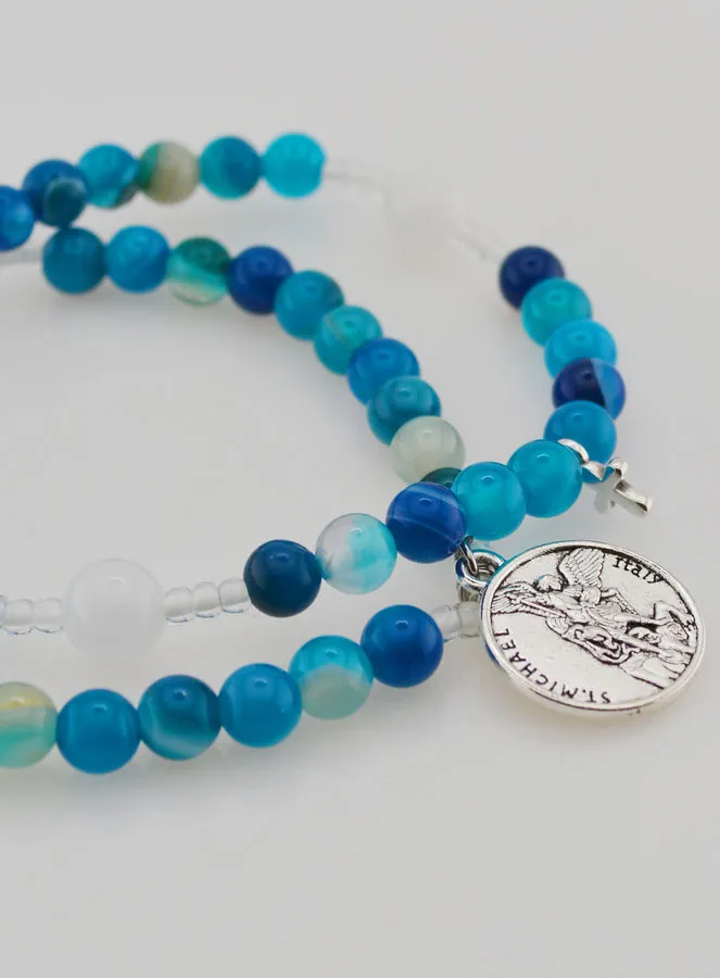 Blue Agate Gemstone Rosary - Saint Michael (pic 4)