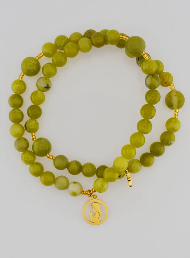 Green Jade Rosary Bracelet - Virgin Mary (pic 1)