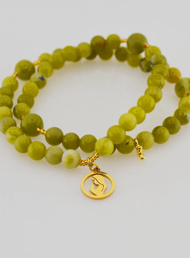 Green Jade Rosary Bracelet - Virgin Mary (pic 2)