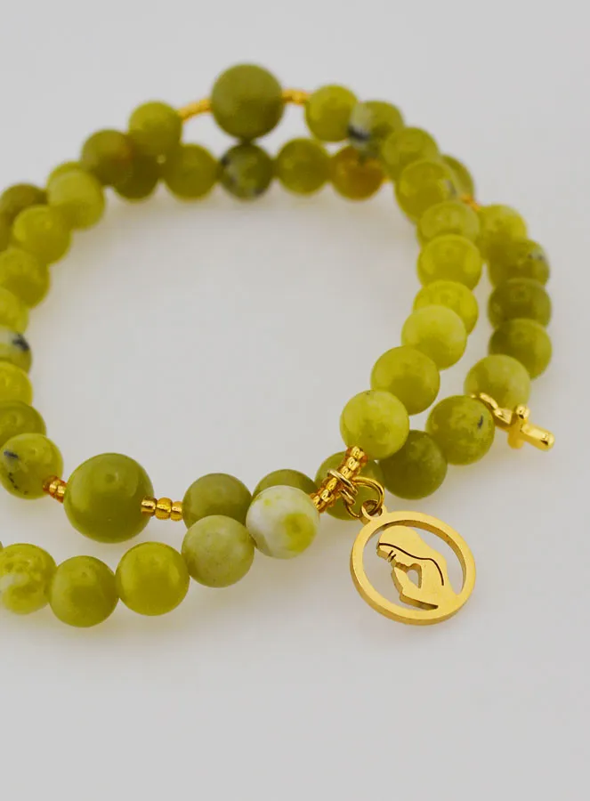 Green Jade Rosary Bracelet - Virgin Mary (pic 3)
