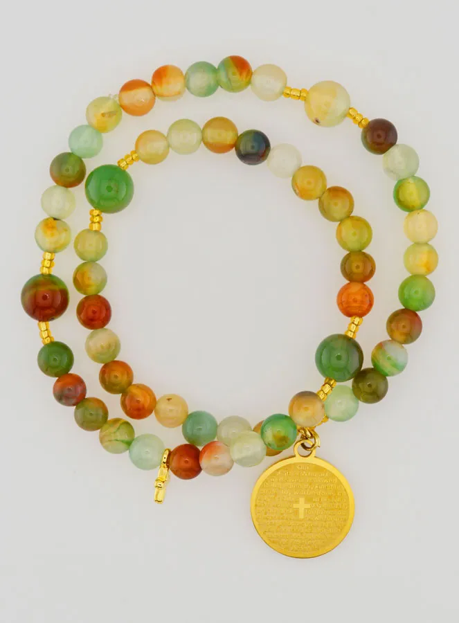 Rosary Bracelet with Agate Stone and Our Father (pic 1)