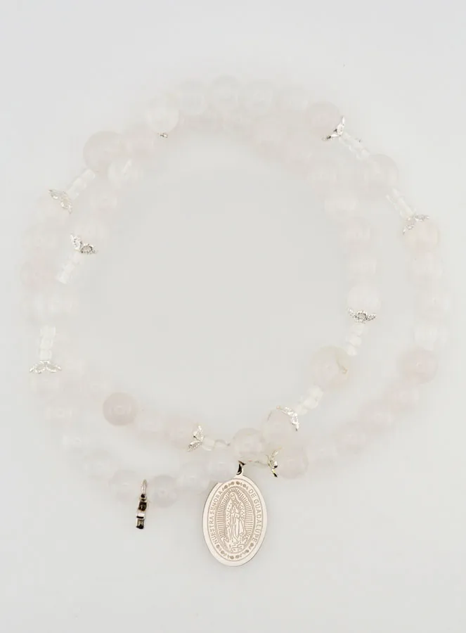 Rosary Bracelet with White Jade Stone - Our Lady of Guadalupe (pic 1)