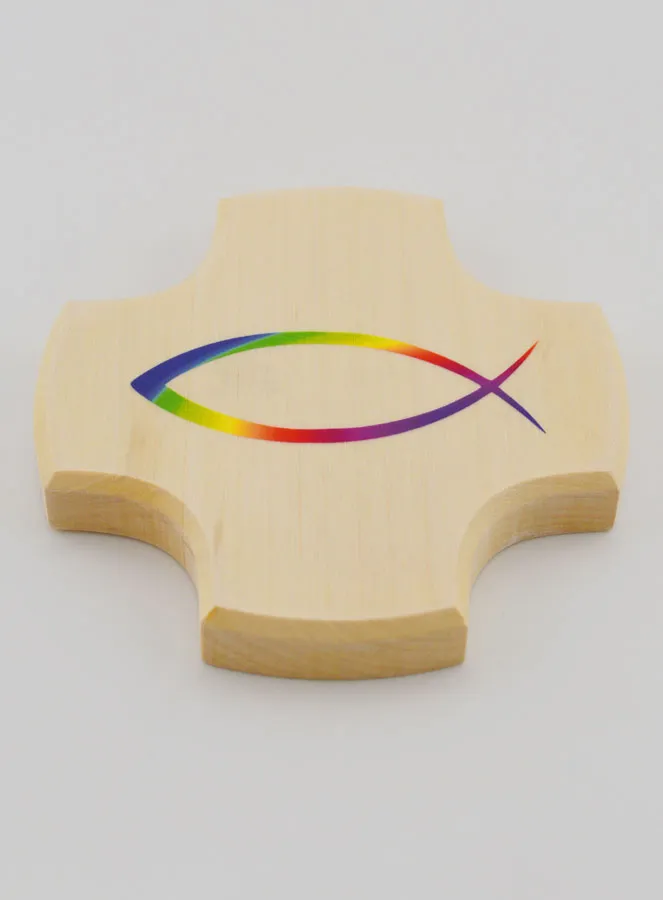 Maple Wood Cross - Christian Fish Ichtus (pic 2)