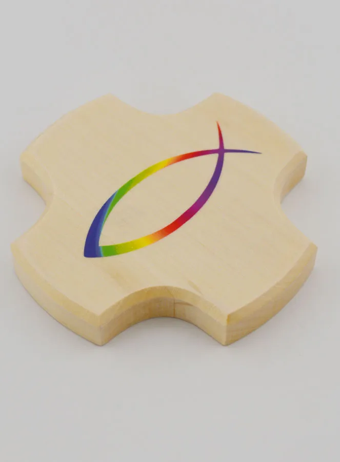 Maple Wood Cross - Christian Fish Ichtus (pic 3)