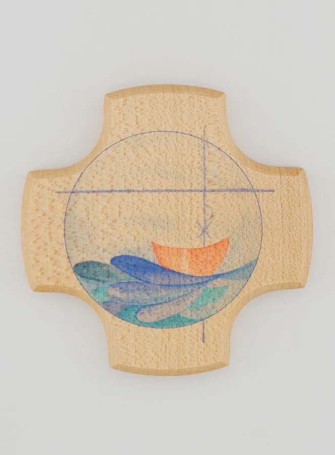 Maple Wood Cross - The Miraculous Catch of Fish (pic 1)