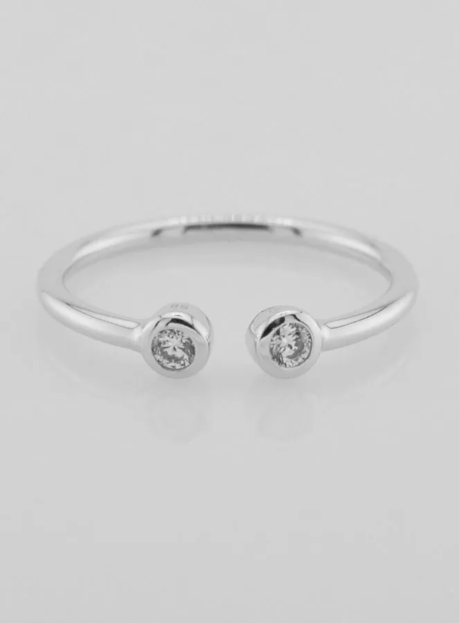 Open Ring in Silver and Zirconia - Size 58 (pic 1)
