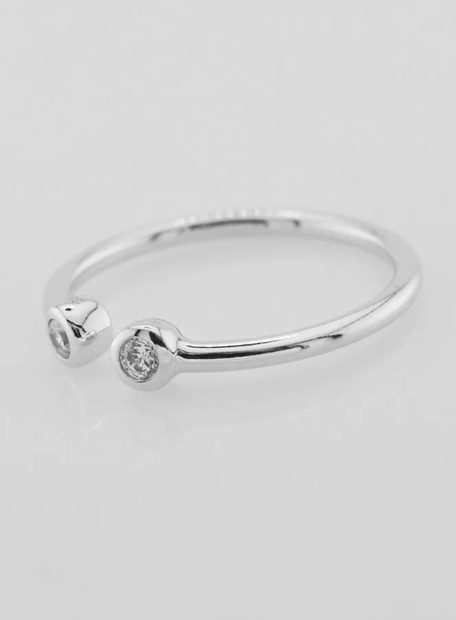 Open Ring in Silver and Zirconia - Size 58 (pic 2)