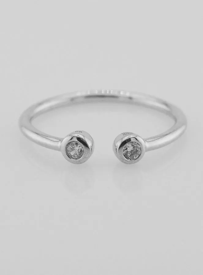Open Ring in Silver and Zirconia - Size 60 (pic 1)