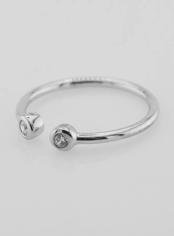 Open Ring in Silver and Zirconia - Size 60 (pic 2)