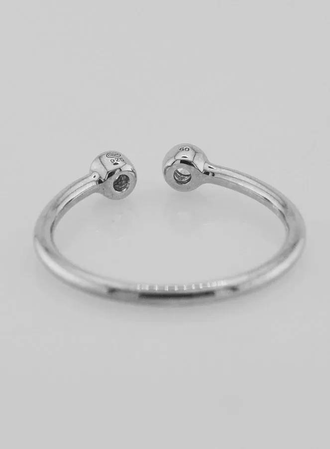 Open Ring in Silver and Zirconia - Size 60 (pic 4)